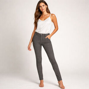 Anthropologie Cartonnier Houndstooth Skinny Pants Size 8 Gray Zip Pocket Stretch